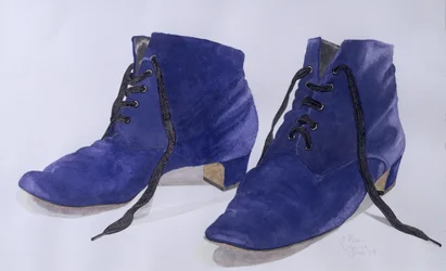 Niebieskie buty, 1997 (toaleta i tusz na papierze)